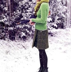 Boden British Tweed by Moon Tartan Plaid Wool Fully Lined Tweed Buckle Skirt 8